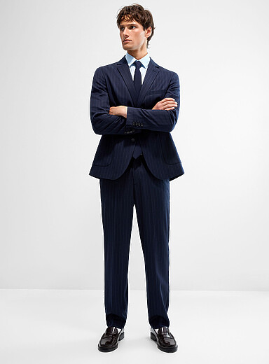 Banker-stripe navy pant Loose fit