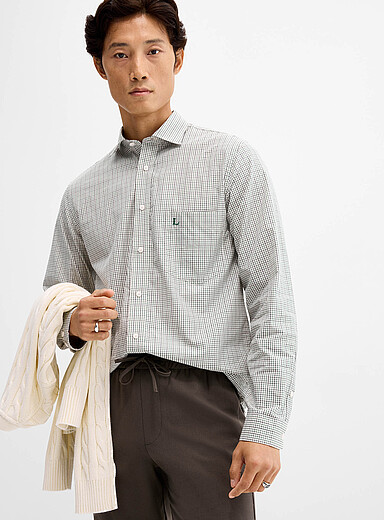 Lindbergh Patterned Green Micro-check shirt Regular fit for men