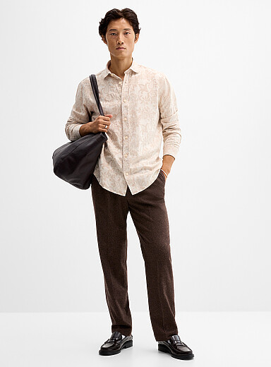 Flannel-like pleated pant <b>Loose fit</b>