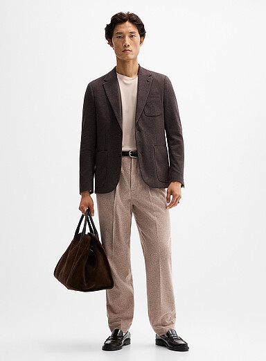 Flannel-like pleated pant <b>Loose fit</b>