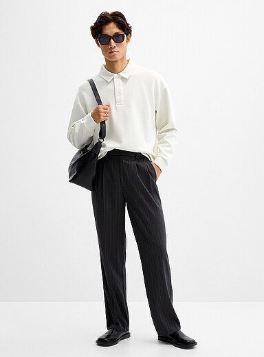 Le pantalon rayures banquier gris <b>Coupe droite</b>