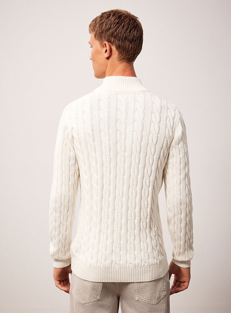 Cable-knit zip-neck sweater Relaxed fit | Lindbergh | Shop Men's