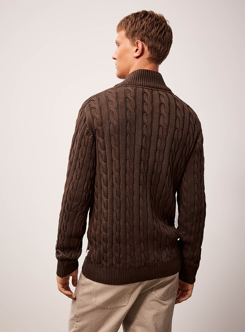 Cable-knit zip-neck sweater Relaxed fit | Lindbergh | Shop Men's