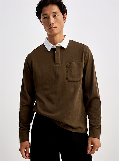 Le polo rugby col contraste <b>Coupe confort</b>
