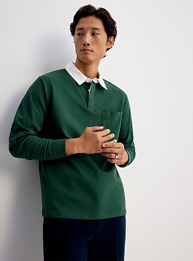 Le polo rugby col contraste <b>Coupe confort</b>