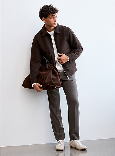 La veste zipp&eacute;e m&eacute;lange de laine