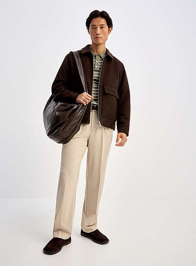 Wool-blend zipped coach jacket
