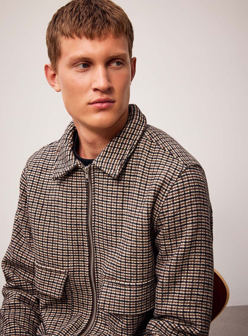 Houndstooth zipped coach jacket | Lindbergh | Shop Men's Jackets