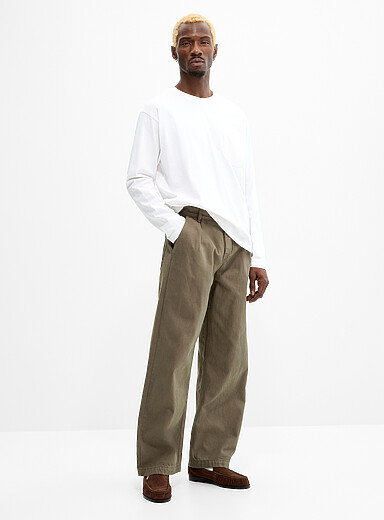 Lindbergh Brown-Green Thomas twill pant <b>Wide fit</b> for men