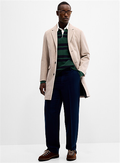 Three-button felt overcoat
