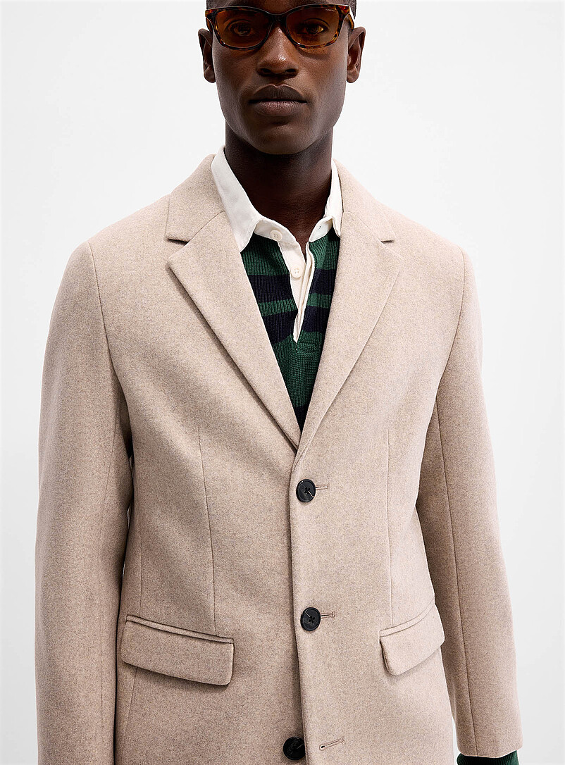 Three-button felt overcoat | Lindbergh | Shop Men's Overcoats