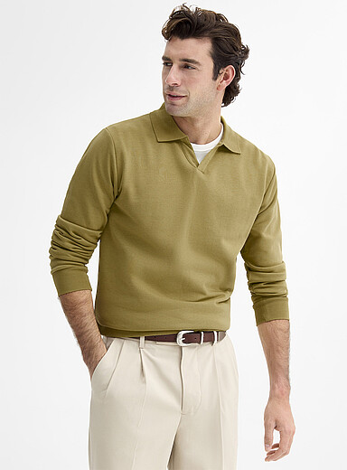 Lindbergh Green Johnny collar sweatshirt for men