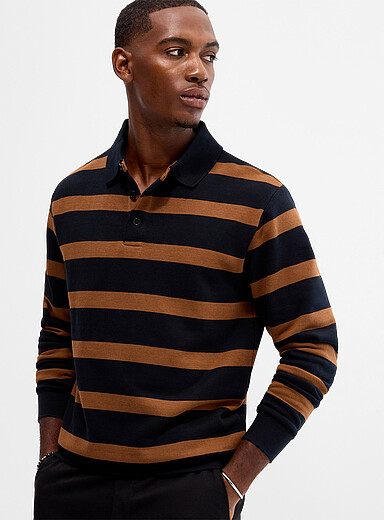 Terry lined twin-stripe polo