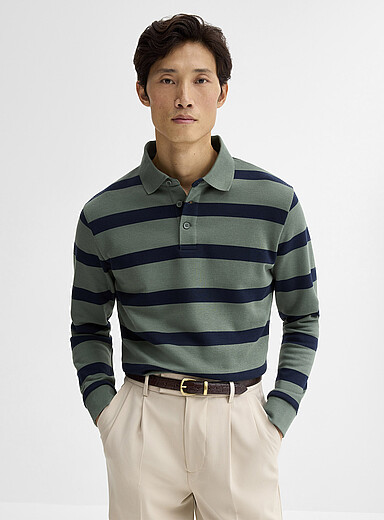 Terry lined twin-stripe polo