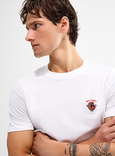Lindbergh: Le t-shirt d&eacute;tente petite broderie Blanc pour homme