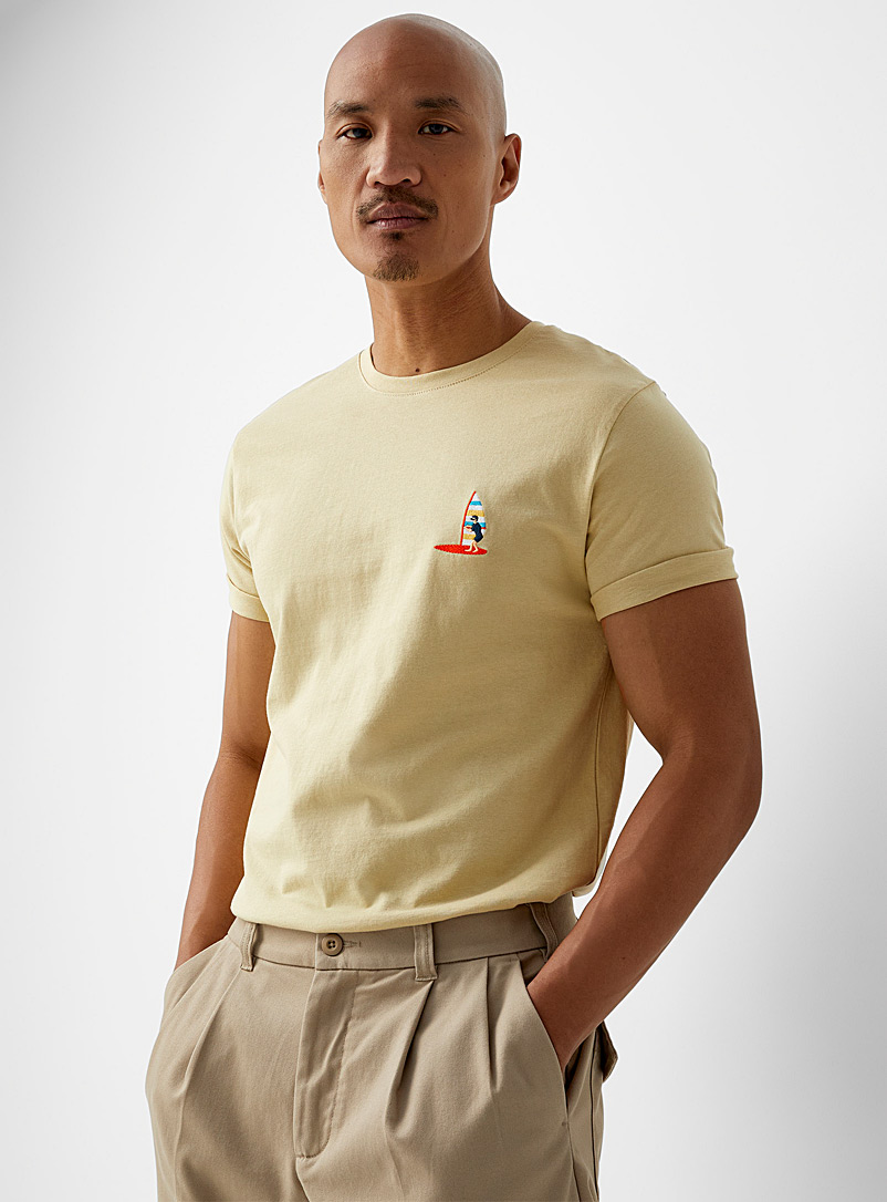 Lindbergh Sand Summer embroidery T-shirt for men
