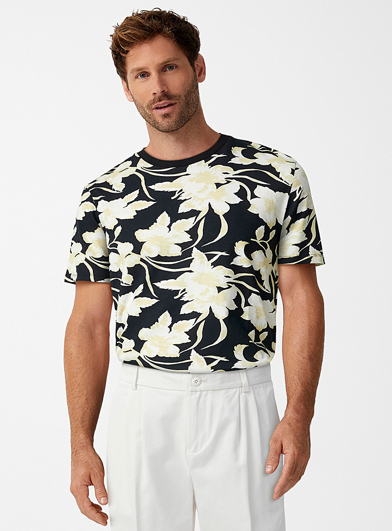 Lindbergh: Le t-shirt floral Noir à motif pour homme