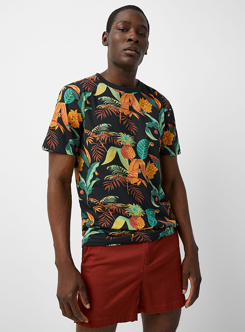 Lindbergh Patterned navy  Tropical fruit T-shirt for men