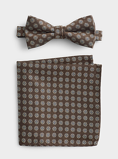 Le duo pochette et n&oelig;ud papillon m&eacute;daillons jacquard
