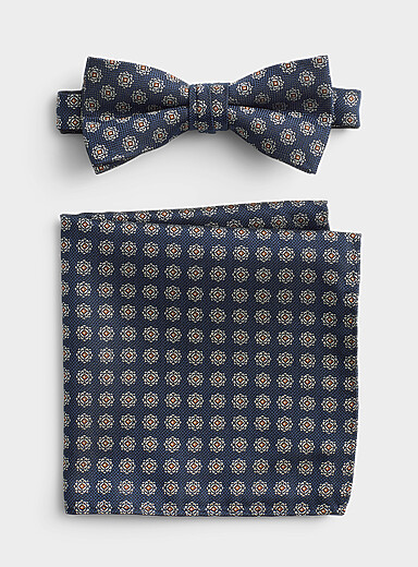 Le duo pochette et n&oelig;ud papillon m&eacute;daillons jacquard