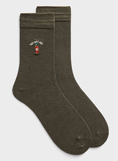 Playful embroidery bamboo socks