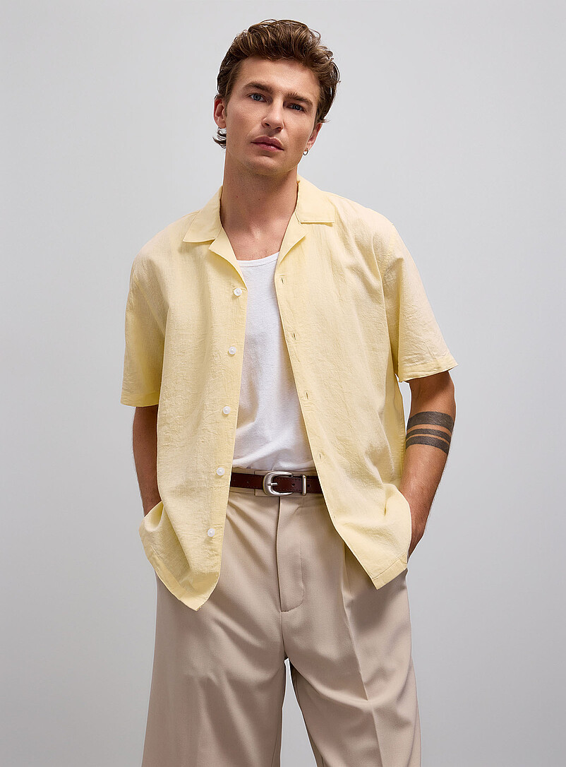 Linen-Cotton Camp Shirt Relaxed Fit