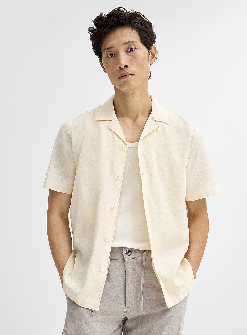 Tone-On-Tone Herringbone Jacquard Shirt Regular Fit