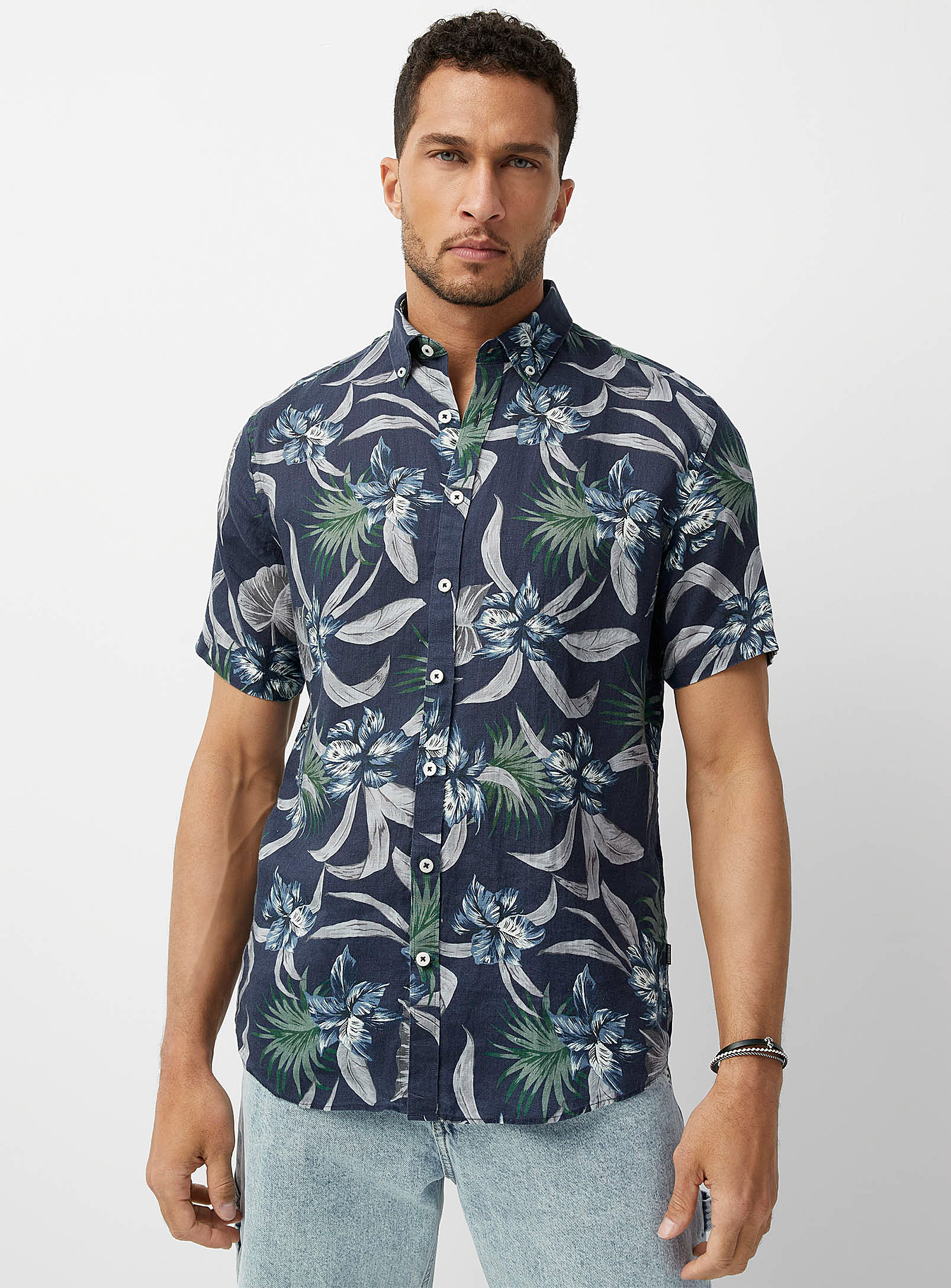 Lindbergh Tropical Flora Pure Linen Shirt In Multi