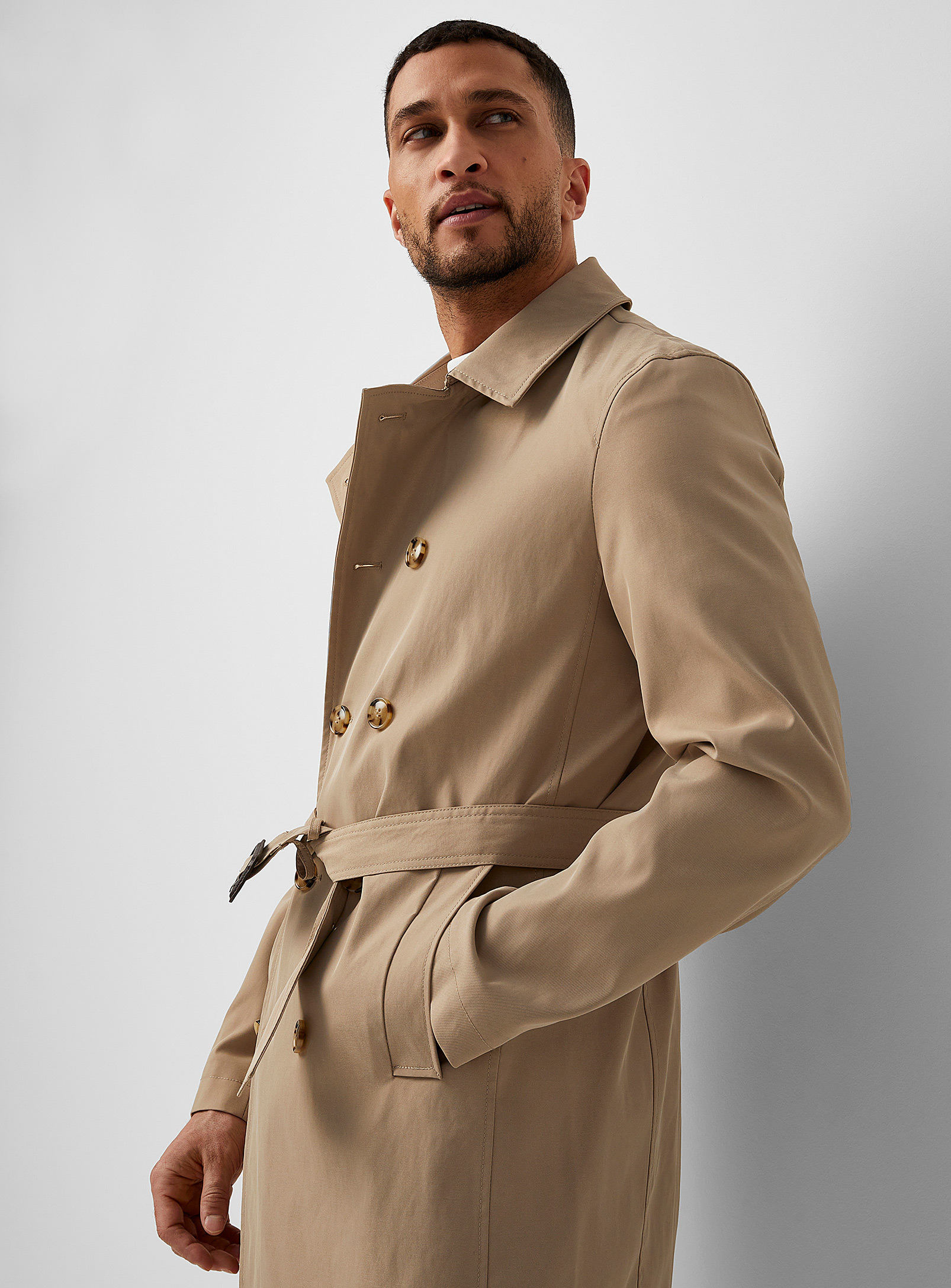 Lindbergh Belted Trench Coat In Sand
