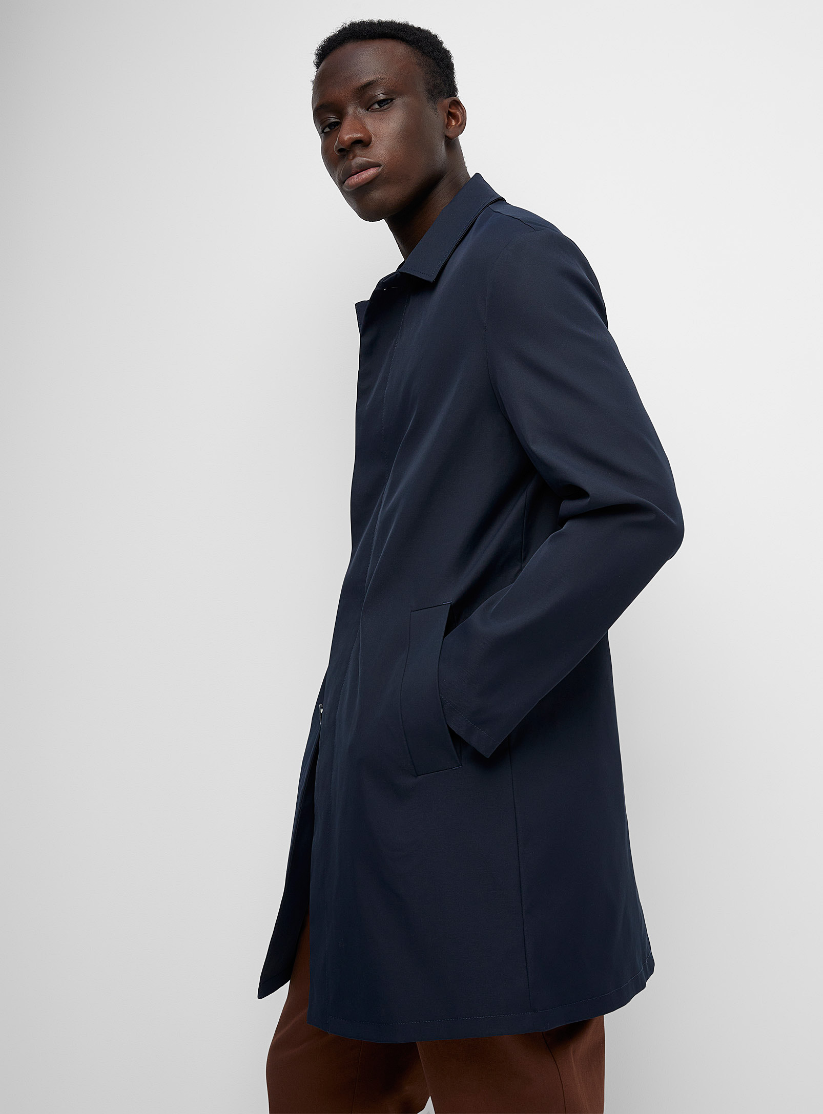 Lindbergh Navy Trench Coat In Marine Blue