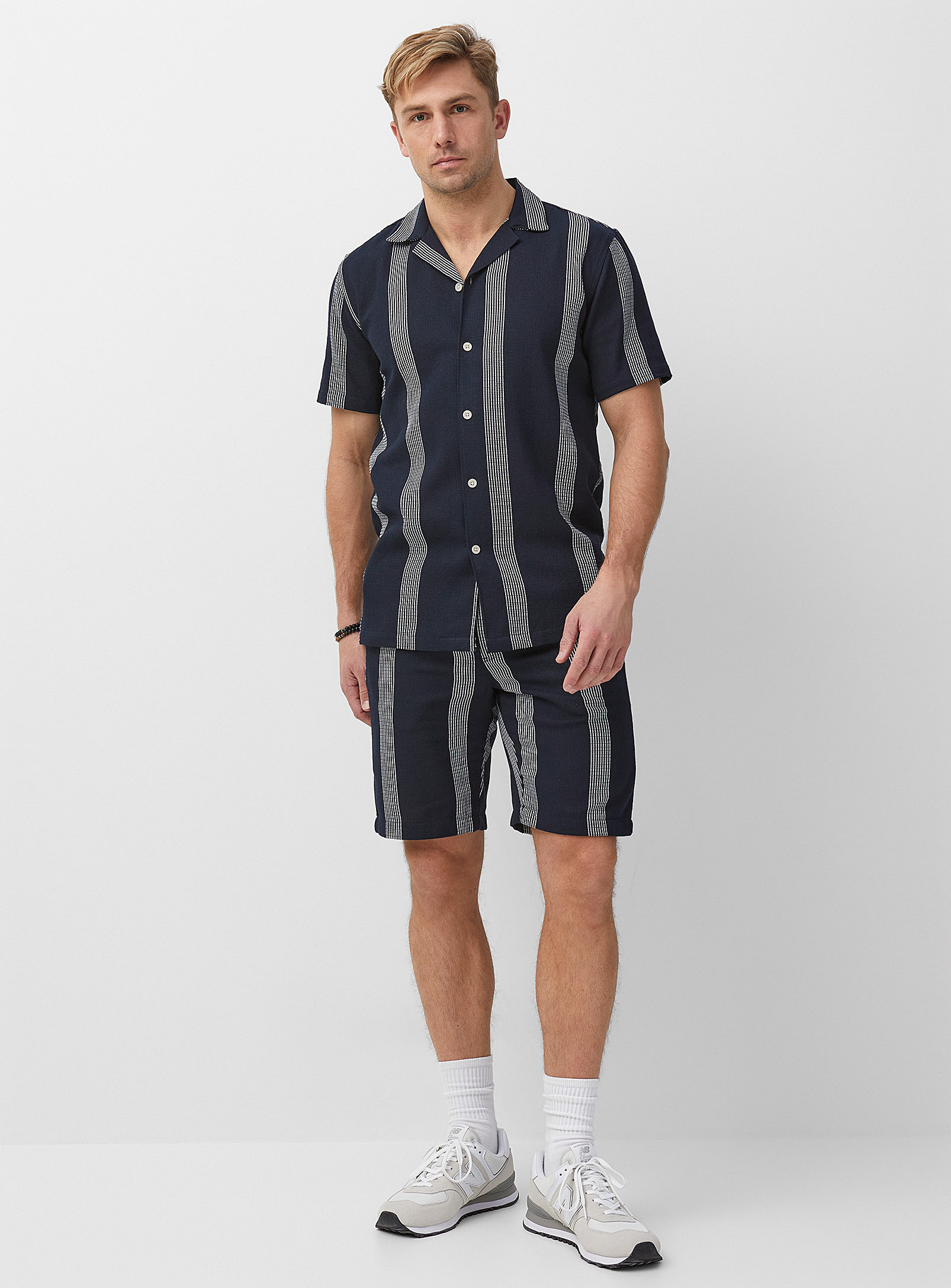 Lindbergh - Men's Striped knit Bermuda Shorts