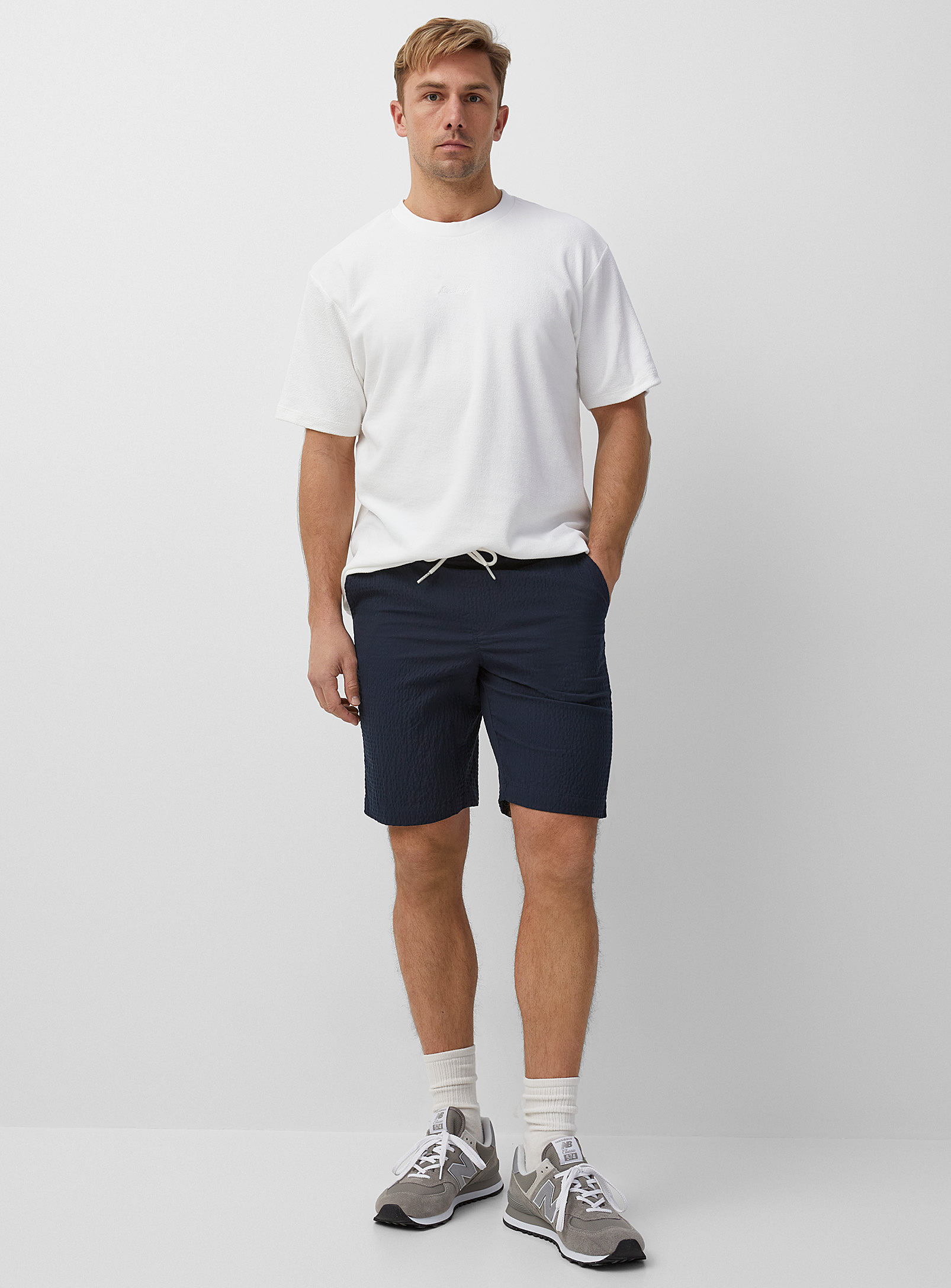 Lindbergh - Men's Comfort waist seersucker Bermuda Shorts