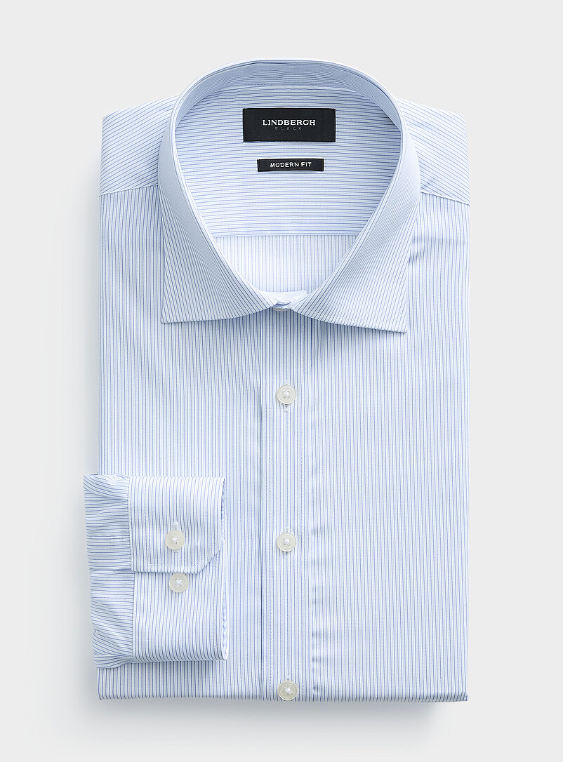 Blue pinstripes poplin shirt Modern fit product image (primary)