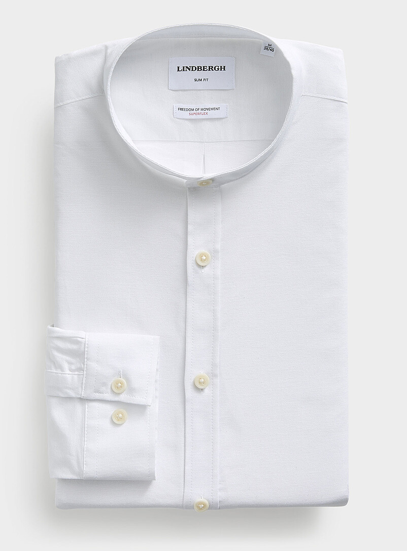 Officer-Collar Oxford Shirt Slim Fit