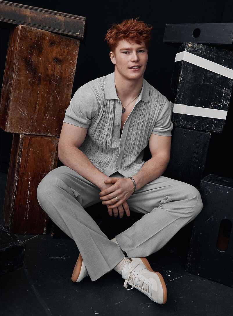 Twisted cable and rib polo-collar cardigan product image (primary)