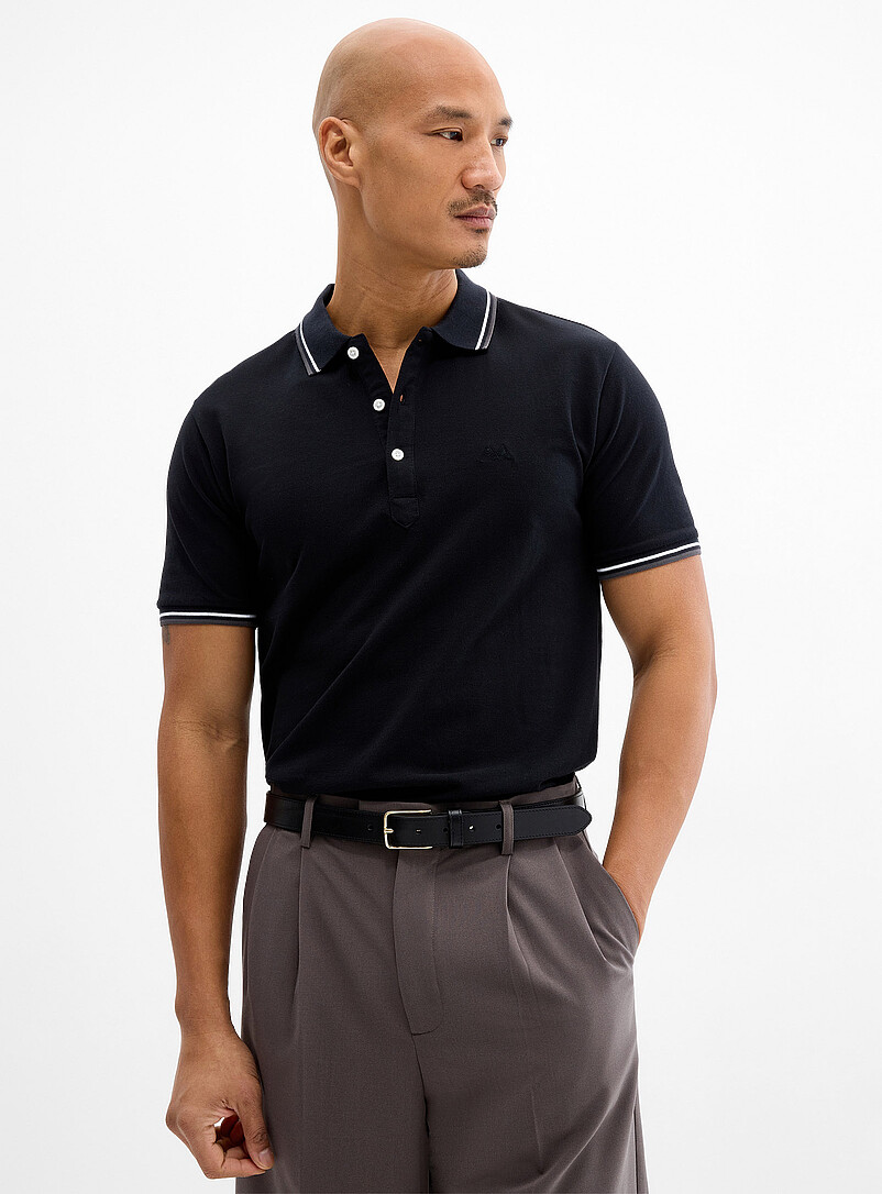 Striped-trim piqué polo product image (primary)