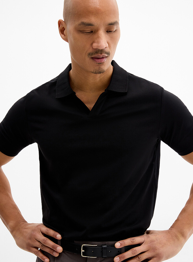Johnny-Collar Jersey Polo