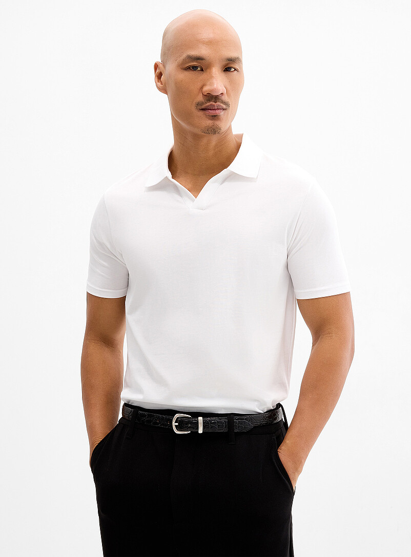 Johnny-Collar Jersey Polo