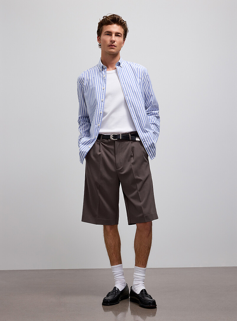 Pleated Stylish Bermudas Wide Fit