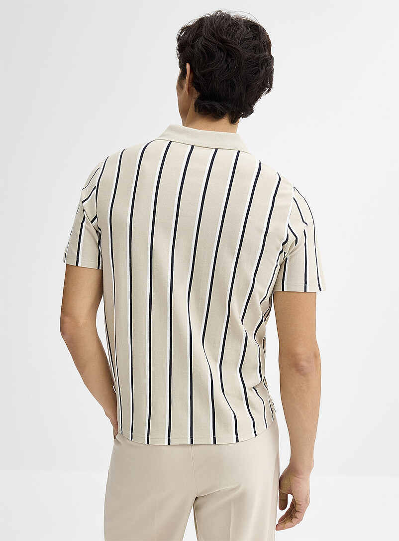 Vertical-stripe Johnny collar piqué polo product image 2