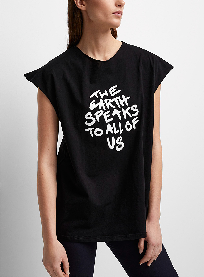 Jeanne Friot Black The Earth Speaks To All of Us T-shirt for women