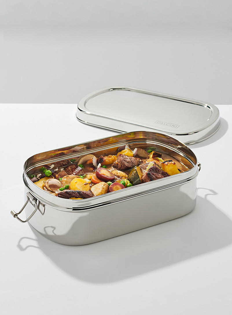 Dalcini Stainless Silver Oval stainless steel container
