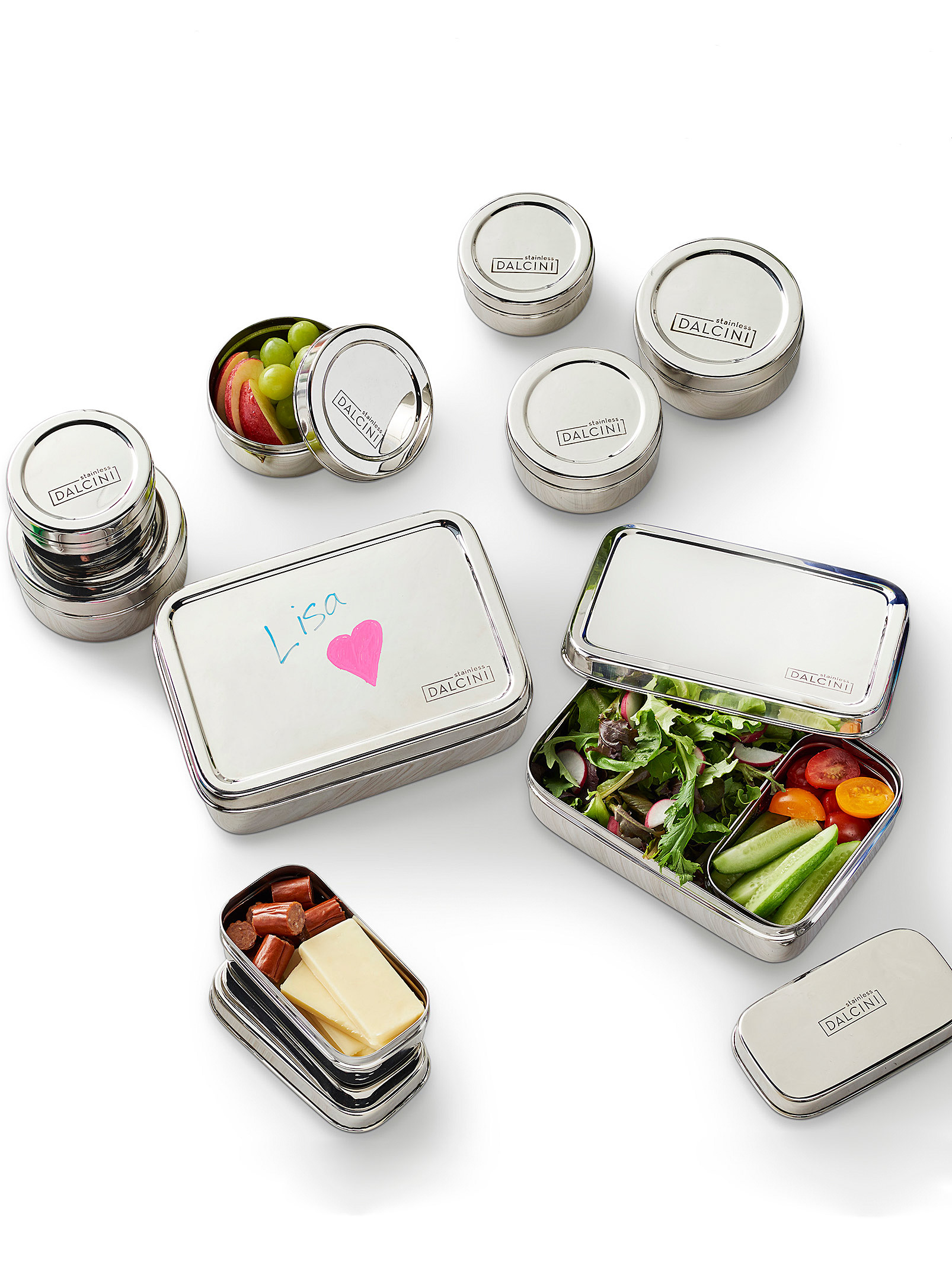 Dalcini Stainless - Various stainless sT-Shirtl containers 10-piece set