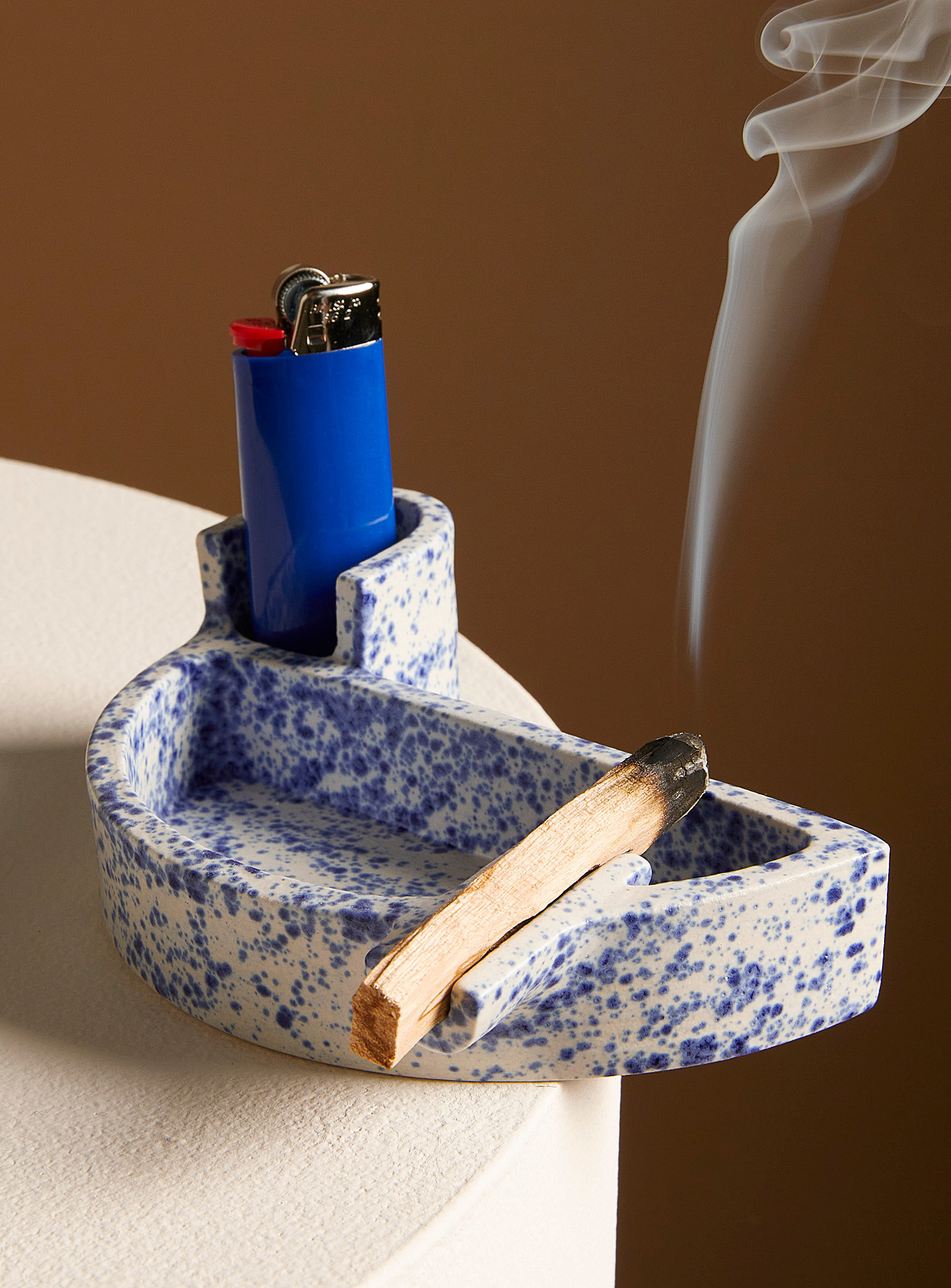Lollipots Spotted Half-moon Ashtray In Patterned Blue