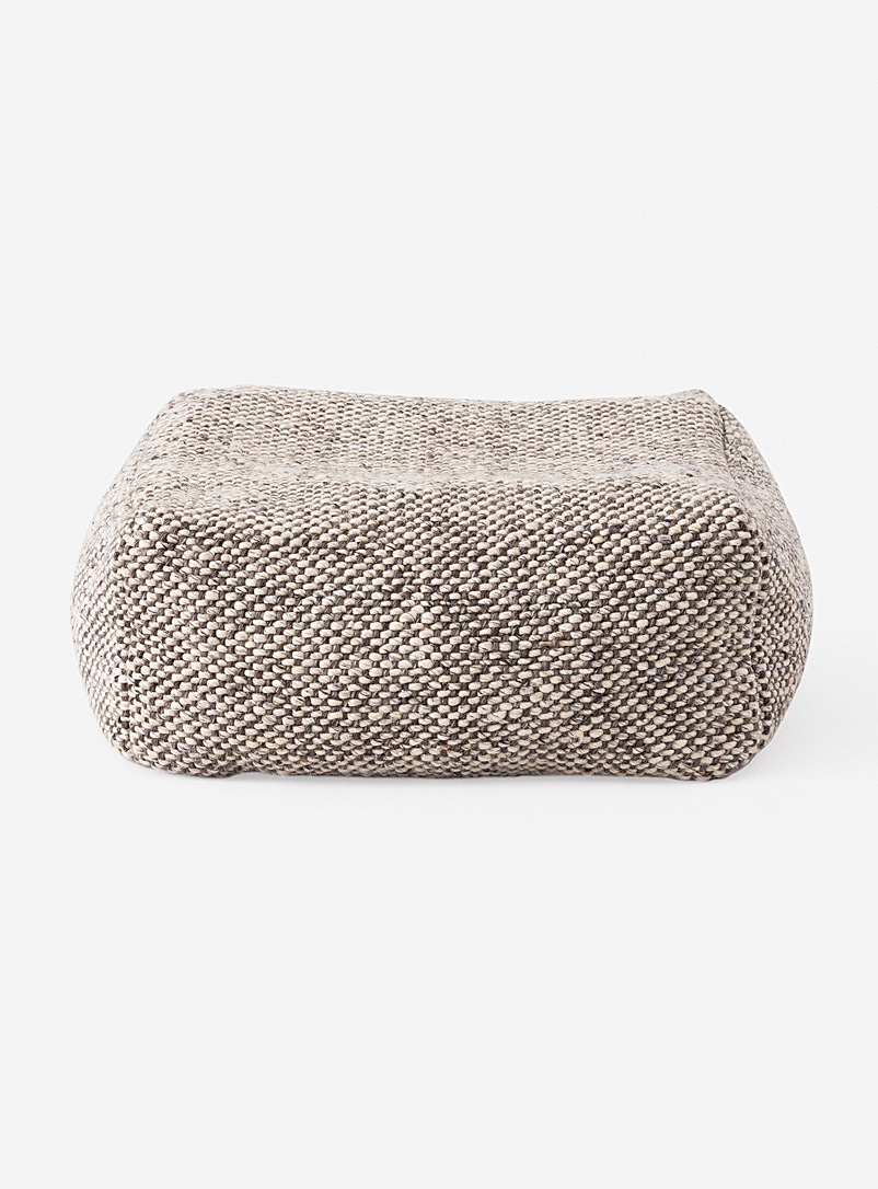 EQ3 Patterned Grey Two-tone weave artisanal pouf