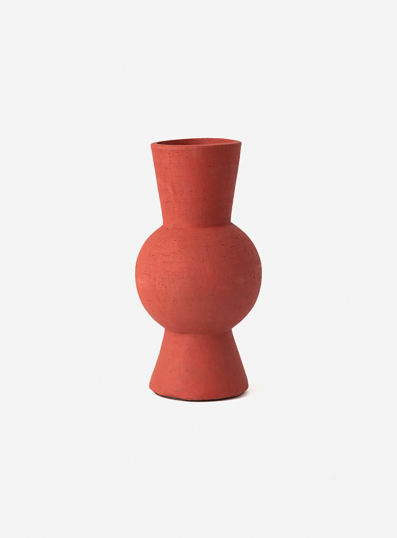 EQ3 Dark Orange Terracotta geometric artisanal vase