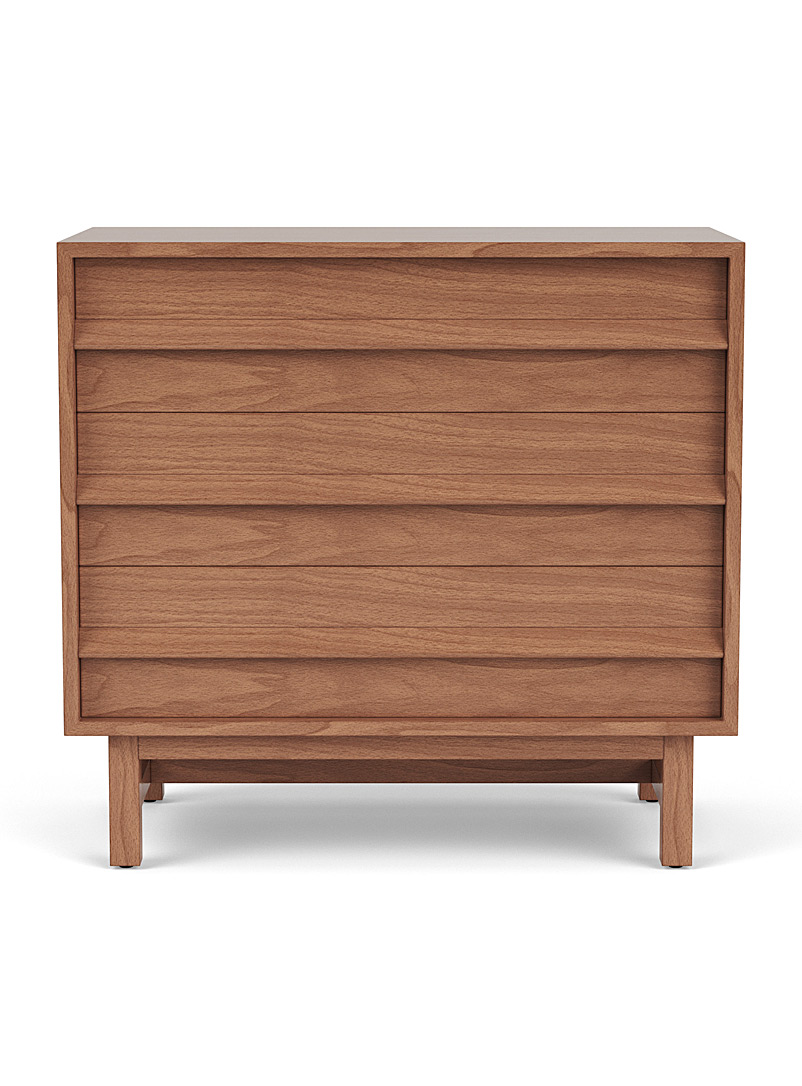 EQ3 Medium Brown Architectural 3-drawer walnut dresser