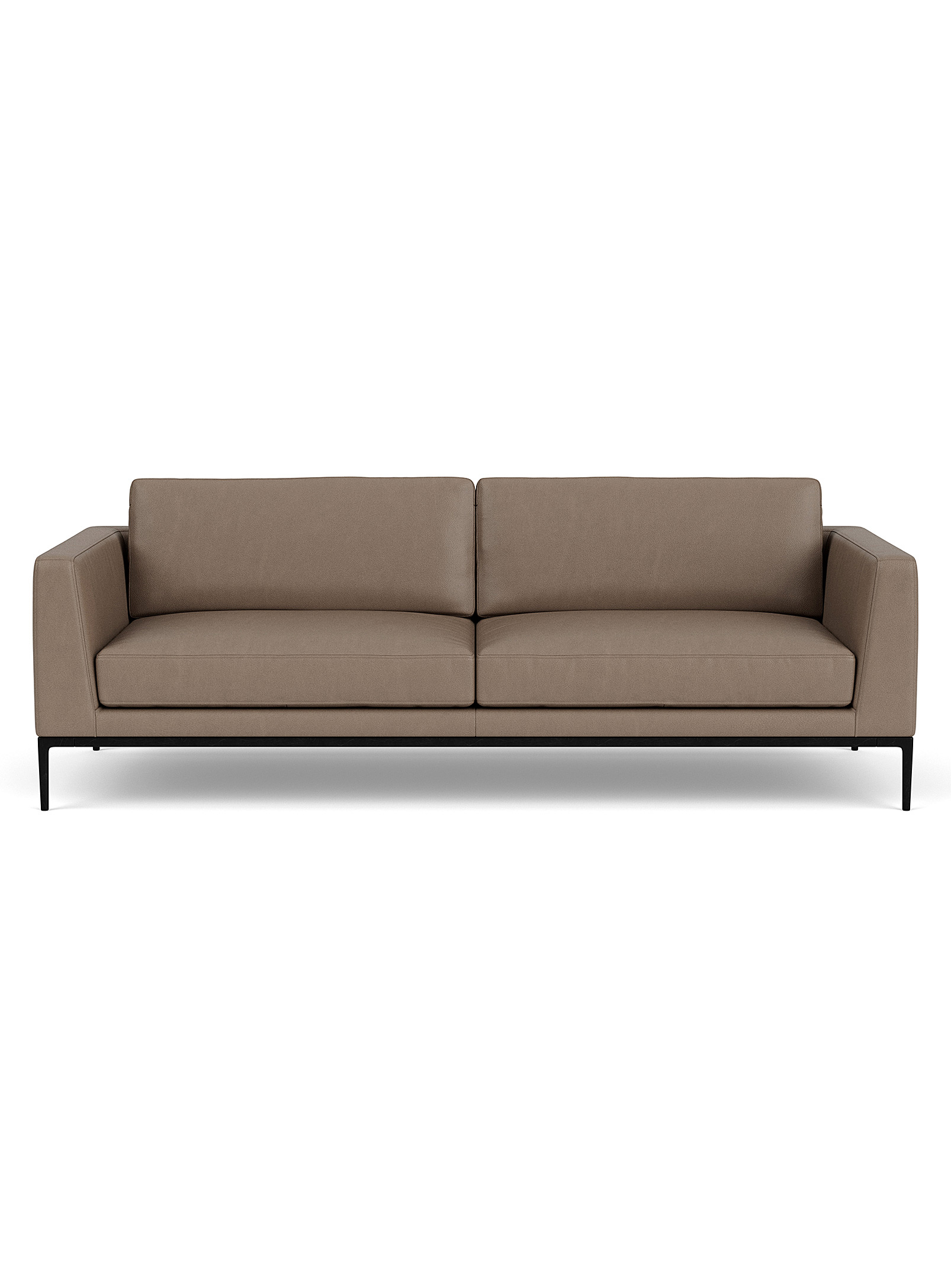 Eq3 Oma Sleek Leather Couch In Light Brown