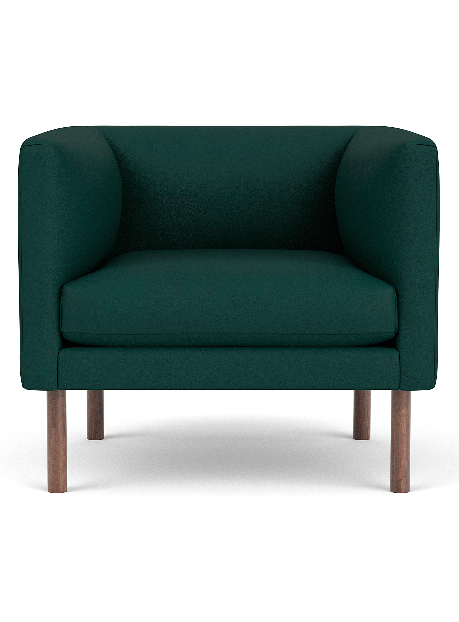 Eq3 Green Leather Retro-style Club Chair In Mossy Green