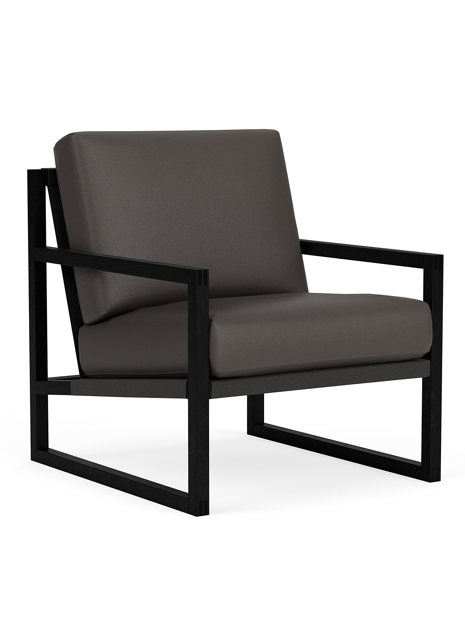 Eq3 Chocolate Leather Chair In Black